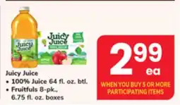 ACME Juicy Juice 100% Juice 64 fl. oz. btl., Fruitfuls 8-pk., 6.75 fl. oz. boxes offer