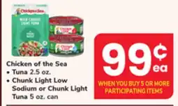 ACME Chicken of the Sea Tuna 2.5 oz. Chunk Light Low Sodium or Chunk Light Tuna 5 oz. can offer