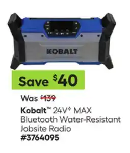 Lowe's 24V MAX Bluetooth Water-Resistant Jobsite Radio offer