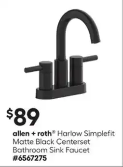 Lowe's Harlow Simplefit Matte Black Centerset Bathroom Sink Faucet offer