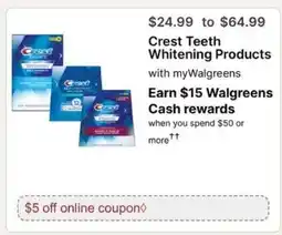Walgreens Crest Teeth Whitening Products offer