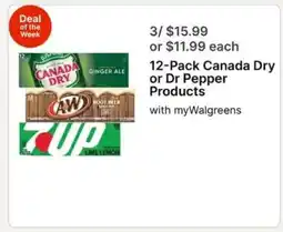 Walgreens 12-Pack Canada Dry or Dr Pepper Products offer