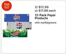 Walgreens 12-Pack Pepsi Products offer