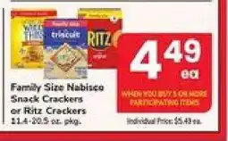 Safeway Family Size Nabisco Snack Crackers or Ritz Crackers offer