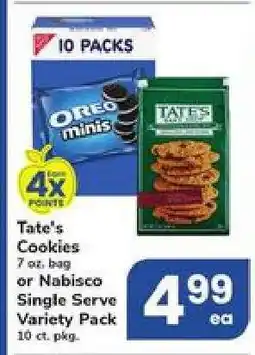 Safeway Tate's Cookies or Nabisco Single Serve Variety Pack offer