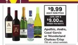 Safeway Apothic, André, Casal Garcia or Wonderland Chateau Crisp offer