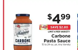 ShopRite Carbone Pasta Sauce offer
