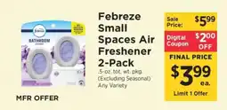 ShopRite Febreze Small Spaces Air Freshener 2-Pack offer
