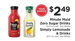 ShopRite Minute Maid Zero Sugar Drinks / Simply Lemonade & Drinks offer