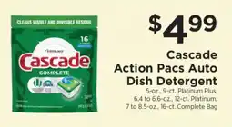 ShopRite Cascade Action Pacs Auto Dish Detergent offer