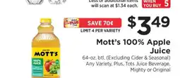 ShopRite Mott's 100% Apple Juice offer