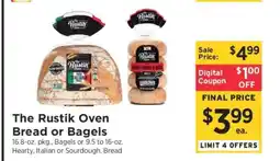 ShopRite The Rustik Oven Bread or Bagels offer