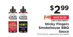 ShopRite Sticky Fingers Smokehouse BBQ Sauce offer