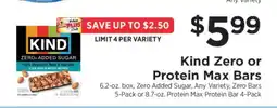 ShopRite Kind Zero or Protein Max Bars offer