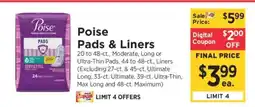 ShopRite Poise Pads & Liners offer