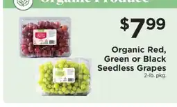 ShopRite Organic Red, Green or Black Seedless Grapes offer