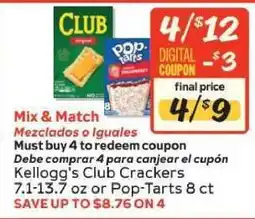 Winn Dixie Kellogg's Club Crackers or Pop-Tarts offer