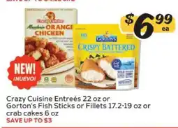 Winn Dixie Crazy Cuisine Entrées or Gorton's Fish Sticks or Fillets or crab cakes offer