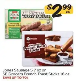 Winn Dixie Jones Sausage or SE Grocers French Toast Sticks offer