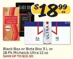 Winn Dixie Black Box or Bota Box 3 L or 18 Pk Michelob Ultra 12 oz offer