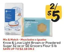 Winn Dixie Know & Love Light Brown or Powdered Sugar 32 oz or SE Grocers Flour 5 lb offer