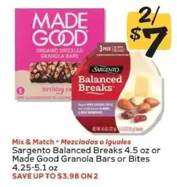 Winn Dixie Sargento Balanced Breaks or Made Good Granola Bars or Bites offer