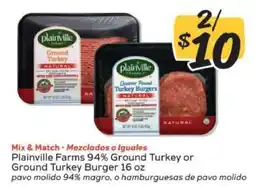Winn Dixie Plainville Farms 94% Ground Turkey or Ground Turkey Burger offer