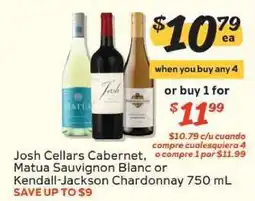 Winn Dixie Josh Cellars Cabernet, Matua Sauvignon Blanc or Kendall-Jackson Chardonnay offer