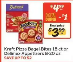 Winn Dixie Kraft Pizza Bagel Bites or Delimex Appetizers offer