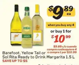 Winn Dixie Barefoot, Yellow Tail or Sol Rita Ready to Drink Margarita offer