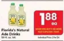 Safeway Florida's Natural Ade Drinks offer