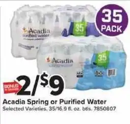 Giant Food Acadia Spring or Purified Water offer