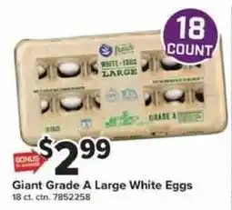 Giant Food Giant Grade A Large White Eggs offer