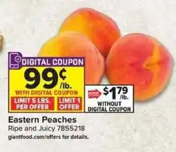 Giant Food Eastern Peaches offer