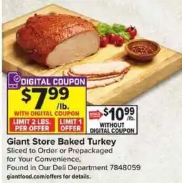 Giant Food Giant Store Baked Turkey offer