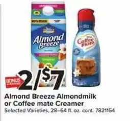 Giant Food Almond Breeze Almondmilk or Coffee mate Creamer offer