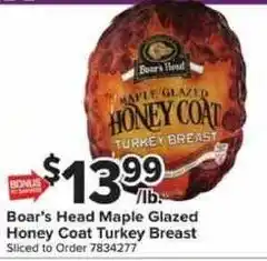 Giant Food Boar's Head Maple Glazed Honey Coat Turkey Breast offer