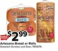 Giant Food Artesano Bread or Rolls offer