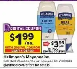 Giant Food Hellmann's Mayonnaise offer
