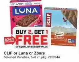 Giant Food Clif or Luna or Zbars offer