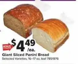 Giant Food Giant Sliced Panini Bread offer