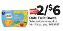 Giant Food Dole Fruit Bowls offer