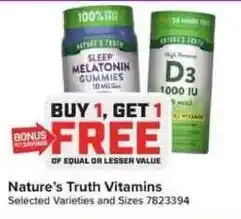 Giant Food Nature's Truth Vitamins offer