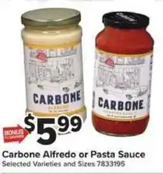 Giant Food Carbone Alfredo or Pasta Sauce offer