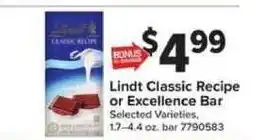 Giant Food Lindt Classic Recipe or Excellence Bar offer