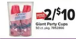 Giant Food Giant Party Cups offer