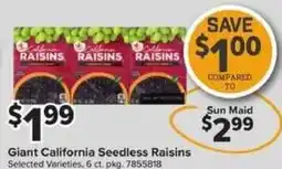 Giant Food Giant California Seedless Raisins offer