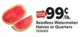 Giant Food Seedless Watermelon Halves or Quarters offer