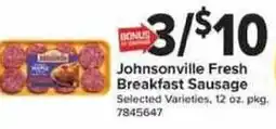 Giant Food Johnsonville Fresh Breakfast Sausage offer
