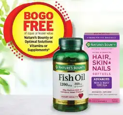 Meijer Nature's Bounty or Optimal Solutions Vitamins or Supplements offer